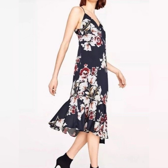 ZARA Frilled Floral Blogger Fav Camisol Midi XS - Picture 7 of 12